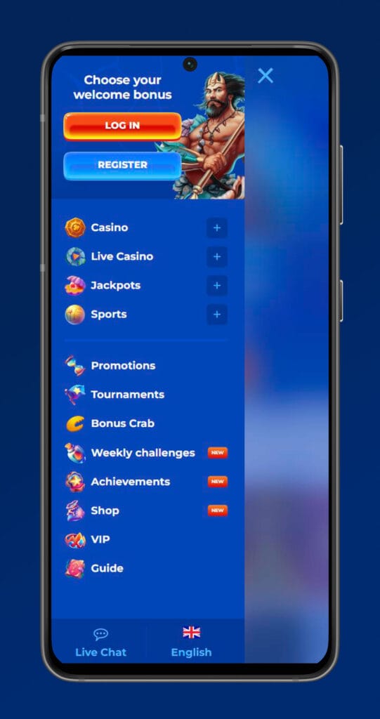 posido casino menu mobile app
